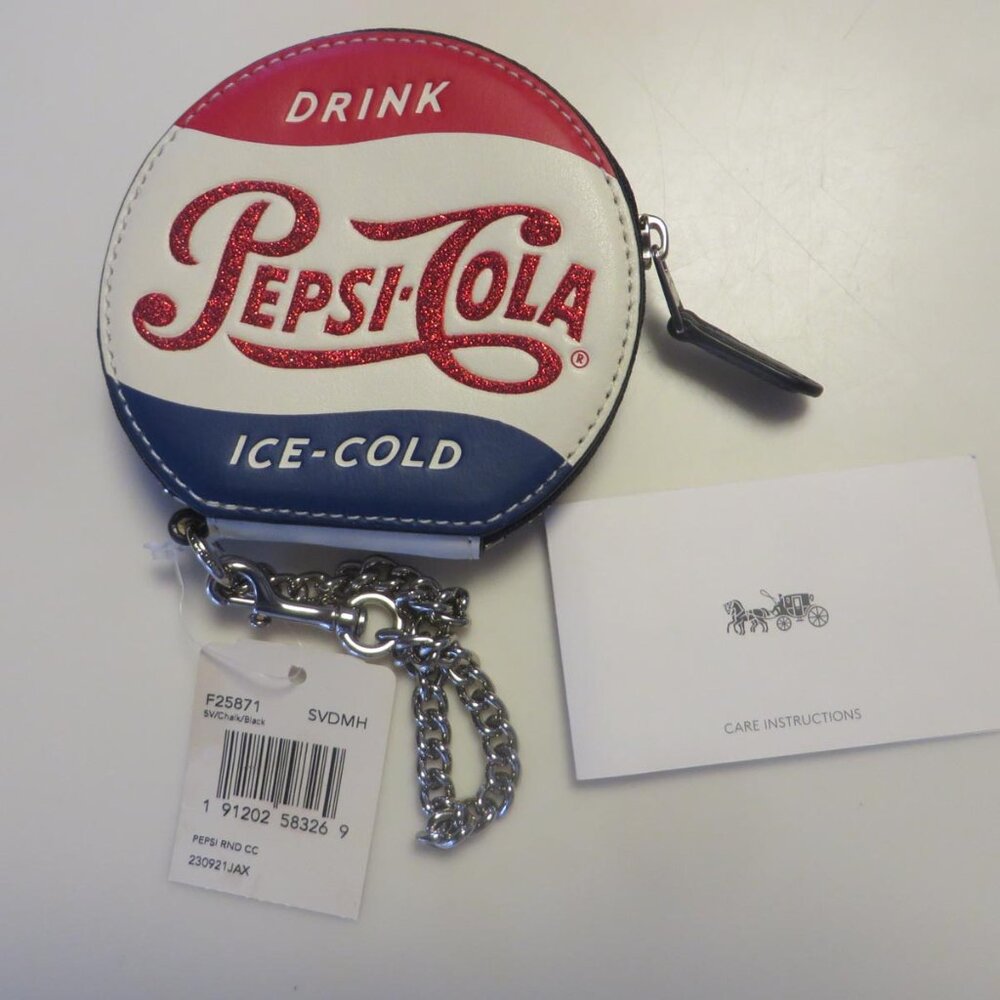 NWT Coach X Pepsi Cola Limited Edition Leather Zip Coin Case/Purse